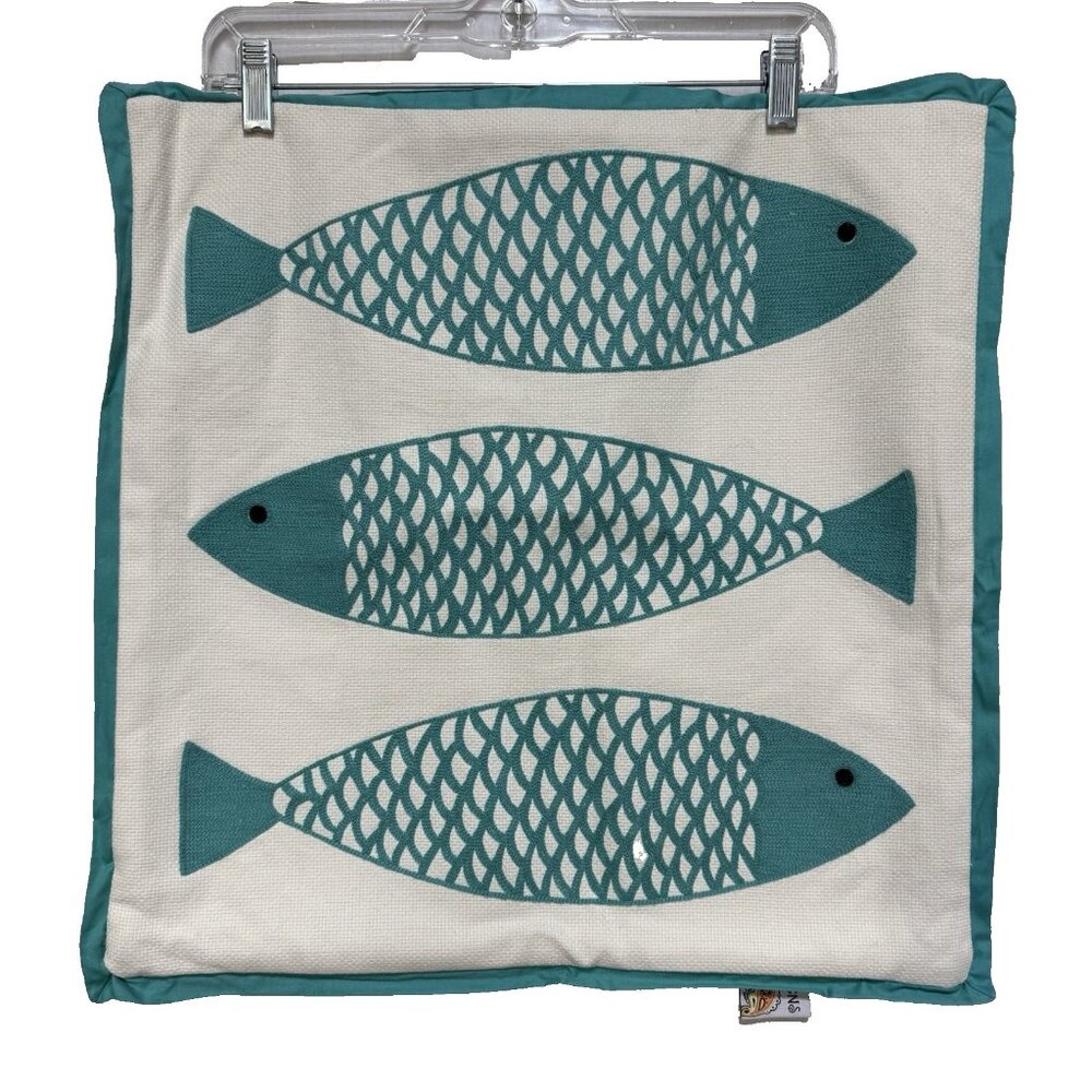 Devi Designs Fish Lake Pillow Cover Slip Case Square Zip Closure 18" Tapestry